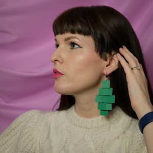 Paljett örhängen – Square Grön