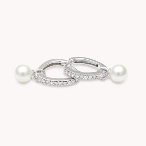 Petite Kennedy hoops earrings – Ivory pearl (Silver)