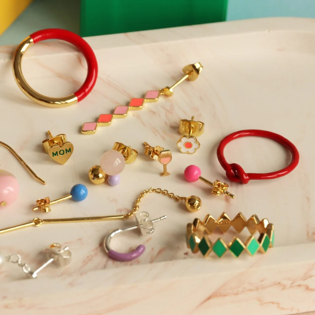 Anemone örhänge 1 st guldpläterad - Orange/Coral - White - Bild 8