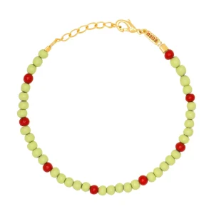 Color Ball Armband - Silk Light Green/Passion Red