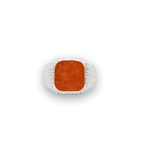 IX Crunchy Cushion Amber Enamel Ring Silver
