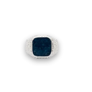 IX Crunchy Cushion Blue Enamel Ring Silver