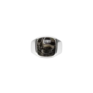 IX Cushion Signet Ring Turtle Agate Silver