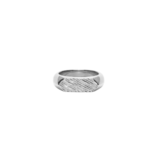 IX Mini Brushed Hexagon Ring Silver