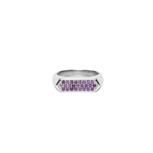 IX Mini Hexagon Ring Purple Silver
