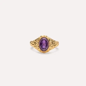 IX Crunchy Ornate Amethyst Signet Ring