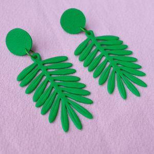 Green Palm Leaves – Earrings