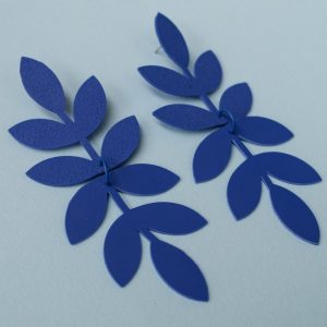 True Blue Double Leaves – Stud Earrings