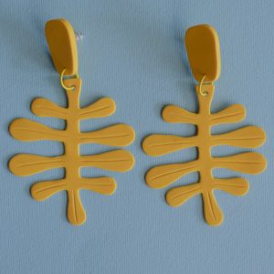 Yellow Retro Leaves – Earrings
