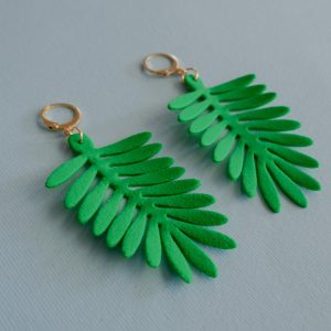 Fluffy Green Palm Leaves – Earrings