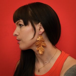 Orangeglittrande eklöv – Stora örhängen