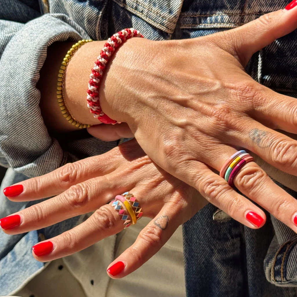 Double Color Ring - Burnt Coral - Plum - Bild 4