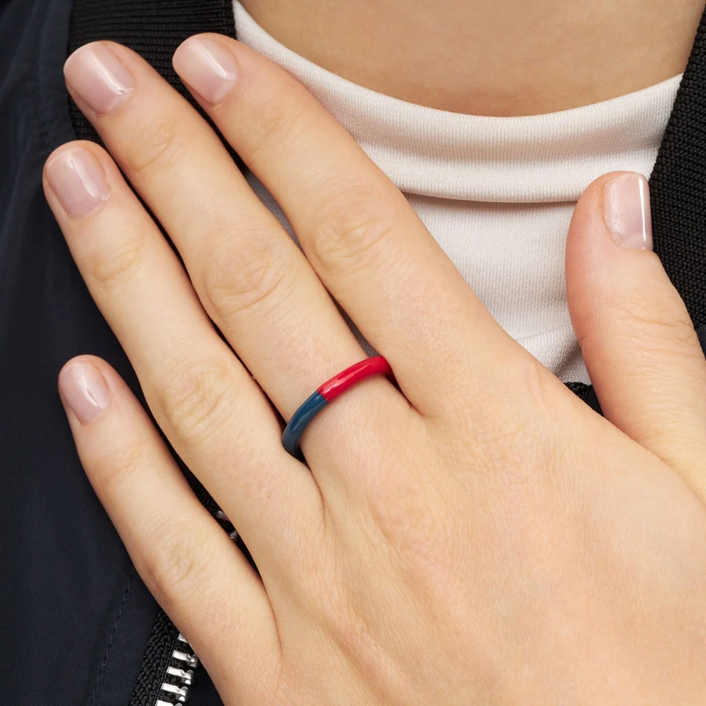 Double Color Ring - Retro Dark Blue/Hot Coral - Bild 3