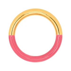 Double Color Ring guldpläterad - Gold/Coral Pink