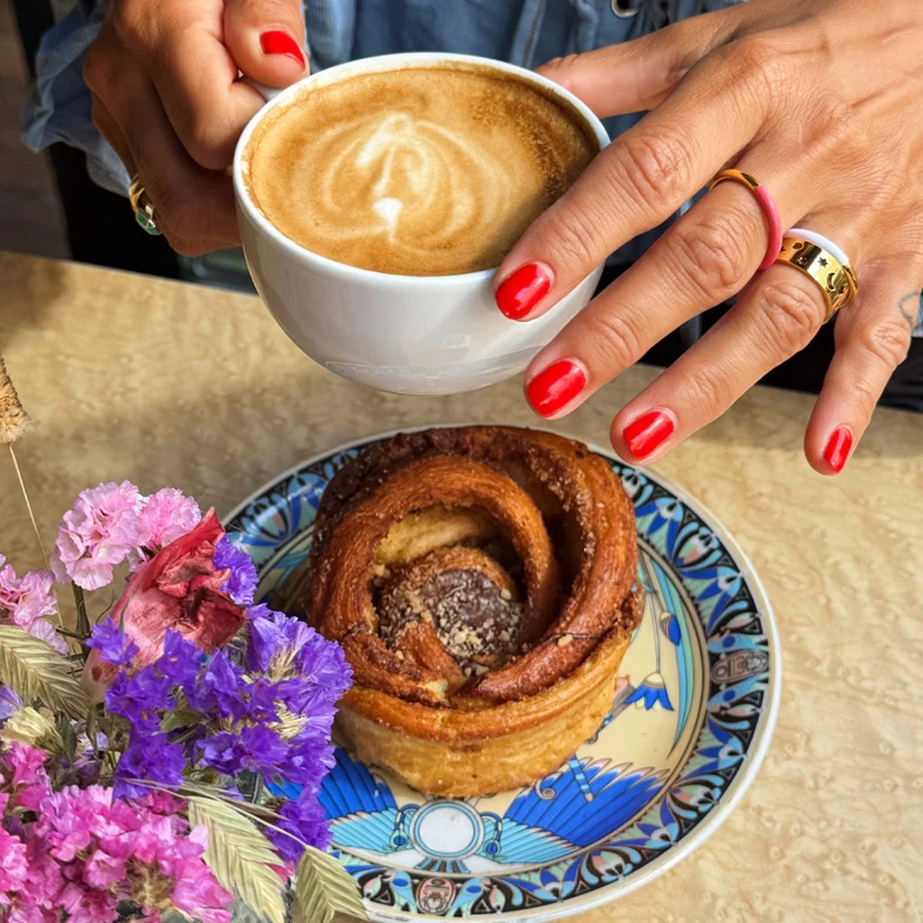 Double Color Ring guldpläterad - Gold/Coral Pink - Bild 3