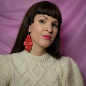 Paljett örhängen – Square Röd