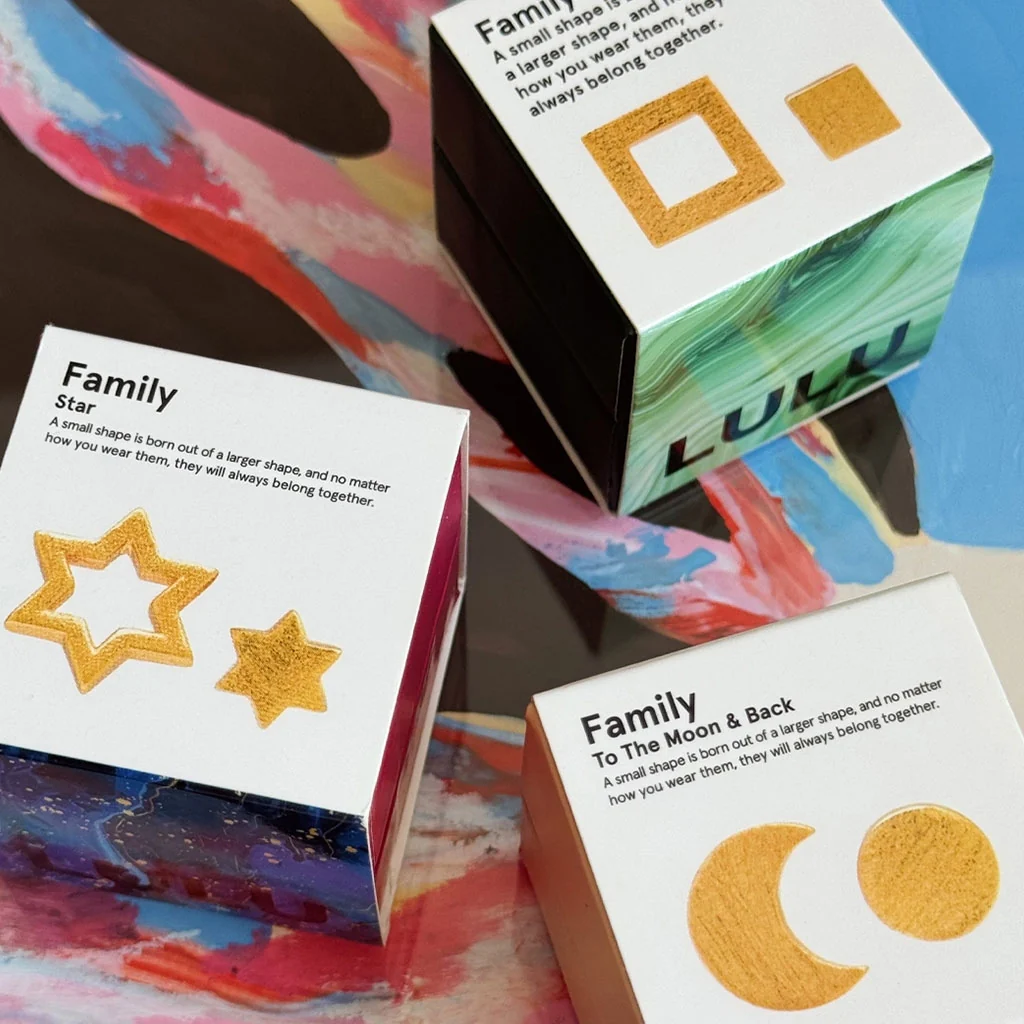 Family To The Moon And Back örhängen par - Guldpläterad - Bild 5