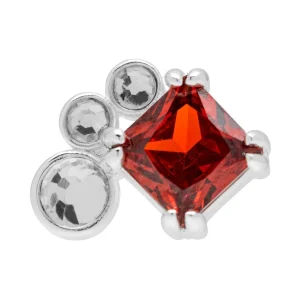 Gala Red Bling Left örhänge 1 st - Silver Plated