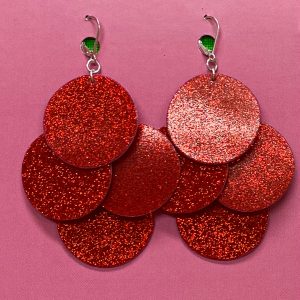 Paljett örhängen – Röd glitter