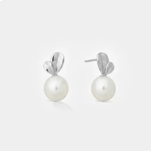 PEARL LEAF EARRINGS Silver