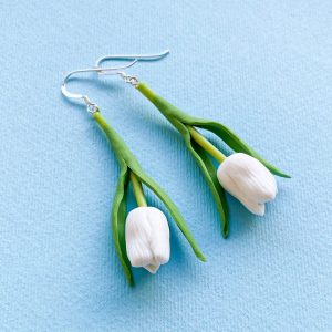 Tulpan örhängen – Vit