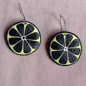 Black lemon earrings