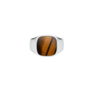 IX Cushion Signet Ring Tiger Eye Silver