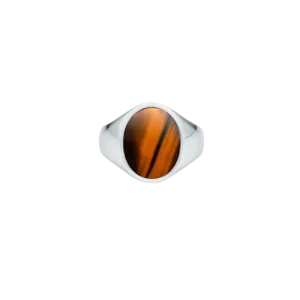 IX Oval Signet Ring Tiger Eye Silver