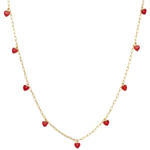 Love U Halsband guldpläterad - Passion Red