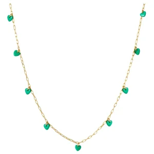 Love U Halsband guldpläterad - Ljusgrön