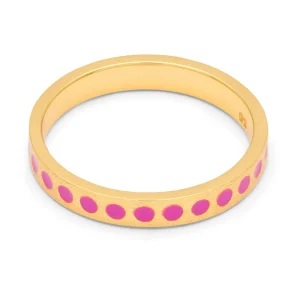 Pattern Ring guldpläterad - Electric Fuchsia Pink