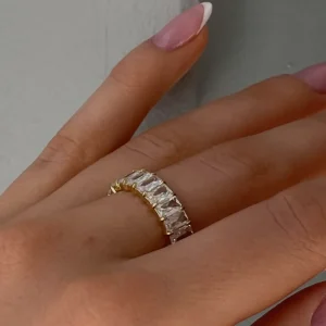 CLEAR BAGUETTE RING Gold