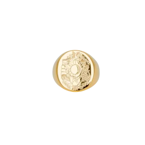 IX Oval Family Crest Signet Ring
