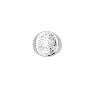 IX Oval Family Crest Signet Ring Silver