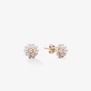 PEARL FLOWER STUDS EARRINGS Gold