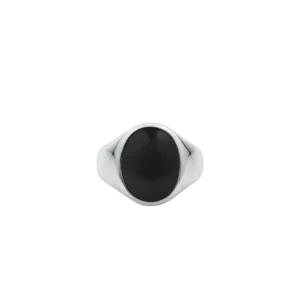 IX Oval Signet Ring Hawks Eye Silver