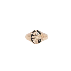 IX Mini Oval Nature Signet Ring Gold 14K