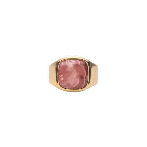 IX Cushion Signet Ring Rhodocrosite