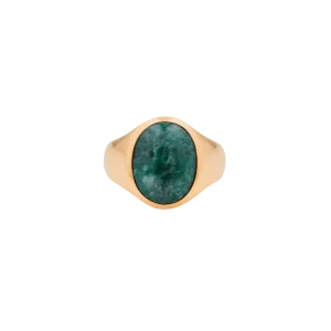 IX Oval Signet Ring Green Marble