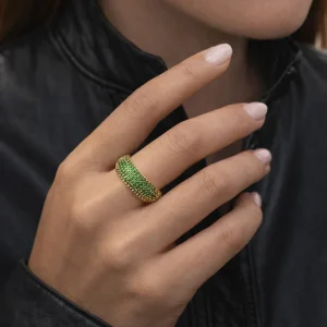GREEN PAVÉ RING Gold