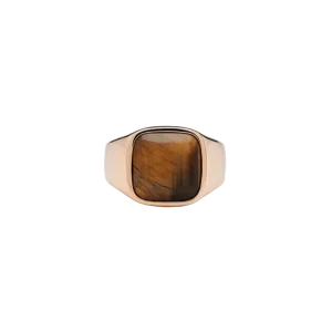 IX Cushion Signet Ring Tiger Eye Gold 14K