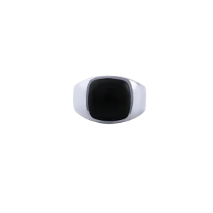 IX Cushion Signet Ring Black Onyx Silver