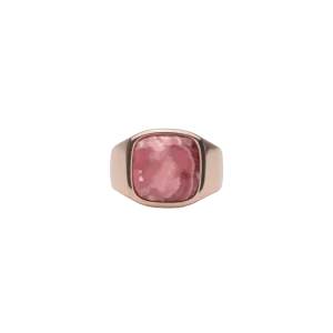 IX Cushion Signet Ring Rhodocrosite Gold 14K